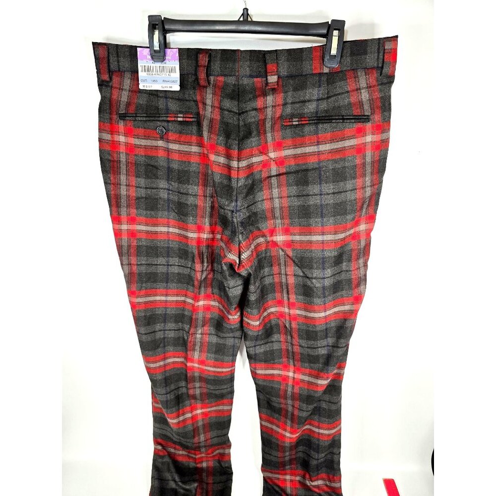 NWT Blu Martini Red/Gray Slacks 35 Waist 42 Length Need Hemmed $249 Retail